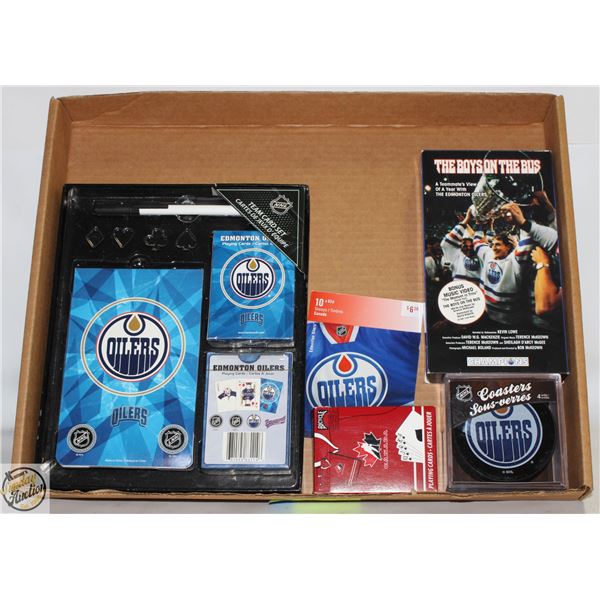 OILERS COLLECTIBLES WITH TEAM CARD SET, 10 NEW
