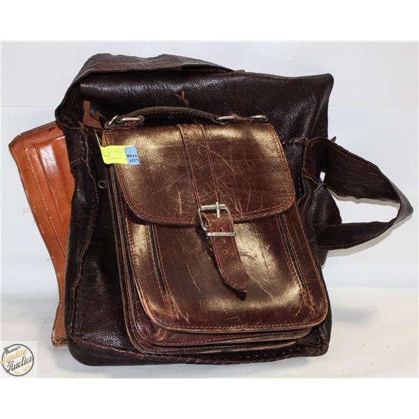 3 LEATHER VINTAGE MAN BAGS TOGETHER-ESTATE