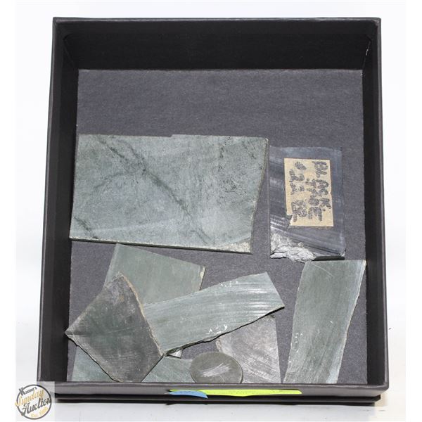 GENUINE BLACK/GREEN JADE SLICES LARGE LOT IN BLACK