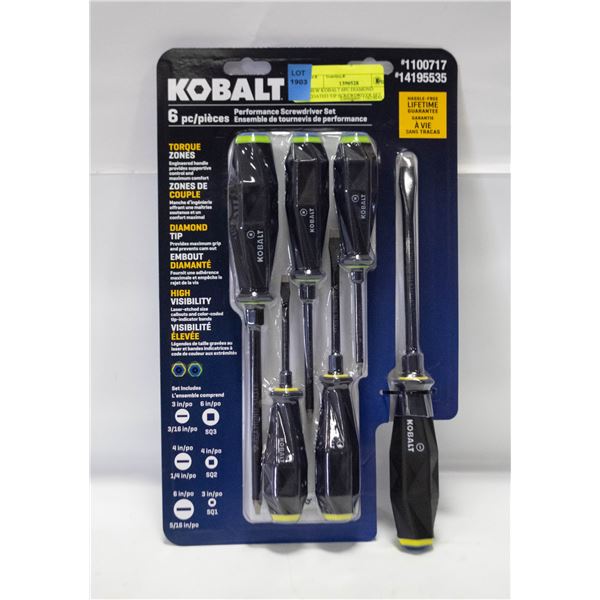 NEW KOBALT 6PC DIAMOND COATED TIP SCREWDRIVER SET