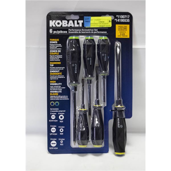 NEW KOBALT 6PC DIAMOND COATED TIP SCREWDRIVER SET