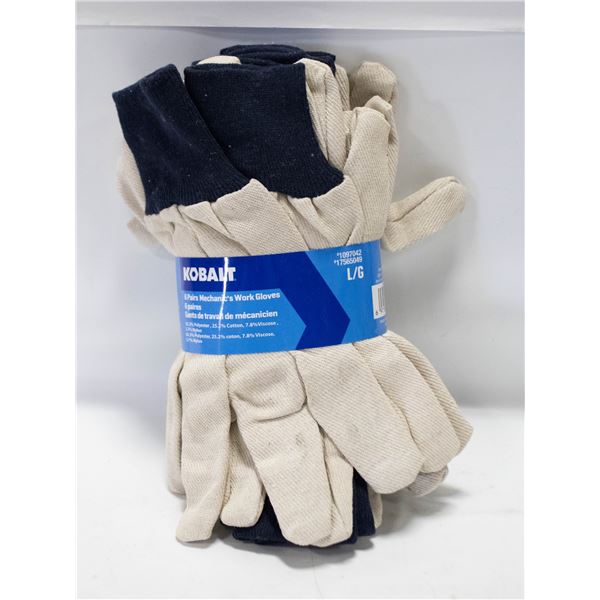 NEW 6 PACK KOBALT COTTON WORKGLOVES