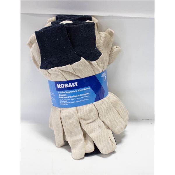 NEW 6 PACK KOBALT COTTON WORKGLOVES