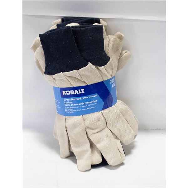 NEW 6 PACK KOBALT COTTON WORKGLOVES