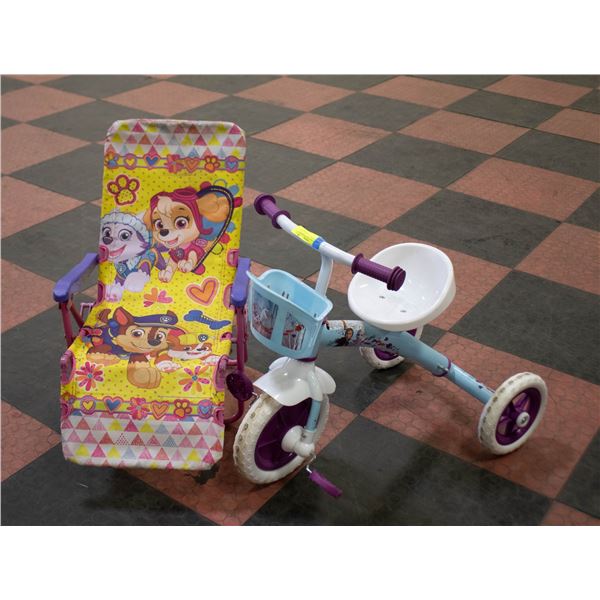 PAW PATROL FOLDING LAWN CHAIR KIDS + KIDS TRICYCLE