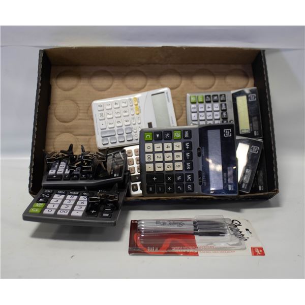 INSURANCE CLAIM: FLAT OF ASSORTED CALCULATORS &