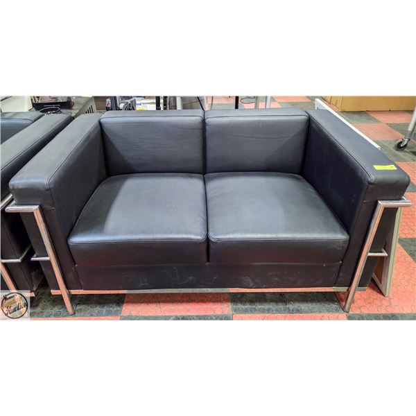 INSURANCE CLAIM: CHROME & LEATHERETTE LOVESEAT
