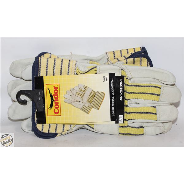 2 PAIRS OF GENERAL PURPOSE LEATHER WORK GLOVES