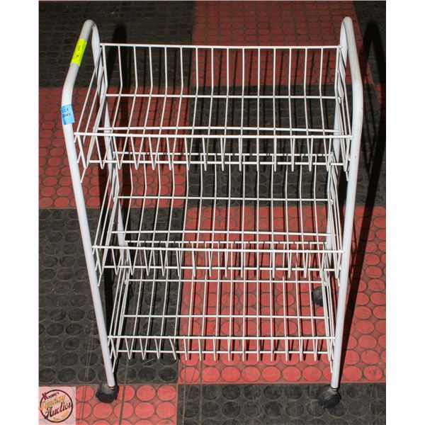 SHELVING UNIT ON WHEELS 3 TIER WHITE SIZE 10”X16”X