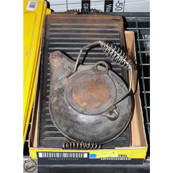 CAST IRON KETTLE AND GRILL.