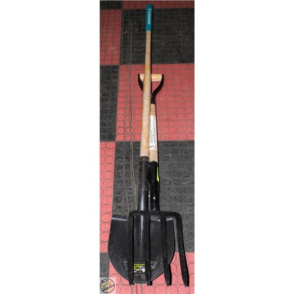 DIGGING FORK AND YARDWORKS SHOVEL