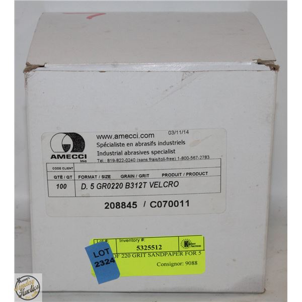 BOX OF 220 GRIT SANDPAPER FOR 5 INCH
