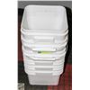Image 1 : 6 WHITE PLASTIC SQUARE PAILS STACKABLE