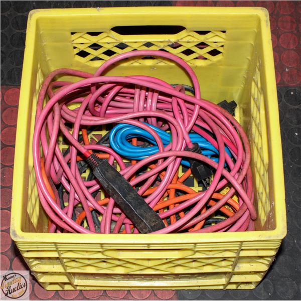 CRATE FULL OF EXTENSION CORDS