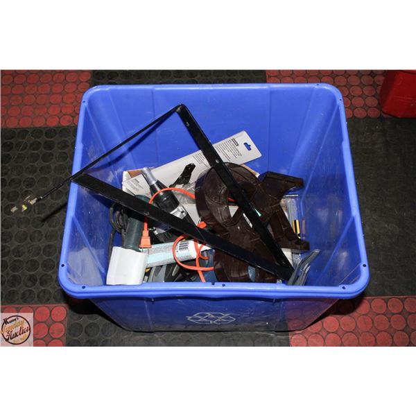 RECYCLE BIN OF ASSORTED TOOLS AND DECOR