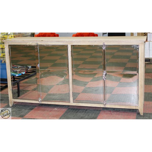 MIRRORED SIDEBOARD - MISSING HARDWARE - AS IS