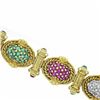 Image 7 : 14K Gold Sapphire Ruby Emerald Diamond MultiColor Cluster & Column Link Bracelet