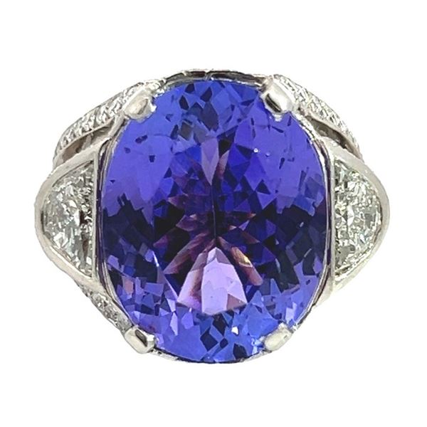 16.38 ctw Tanzanite and 3.30 ctw Diamond Ring - Platinum