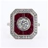 Image 1 : 1.01 ctw Diamond and 2.11 ctw Ruby Platinum Ring (1.48 ctw Diamonds)