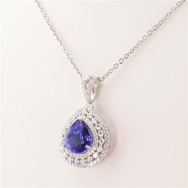 7.70 ctw Tanzanite and 1.34 ctw Diamond Platinum Pendant (GIA CERTIFIED)