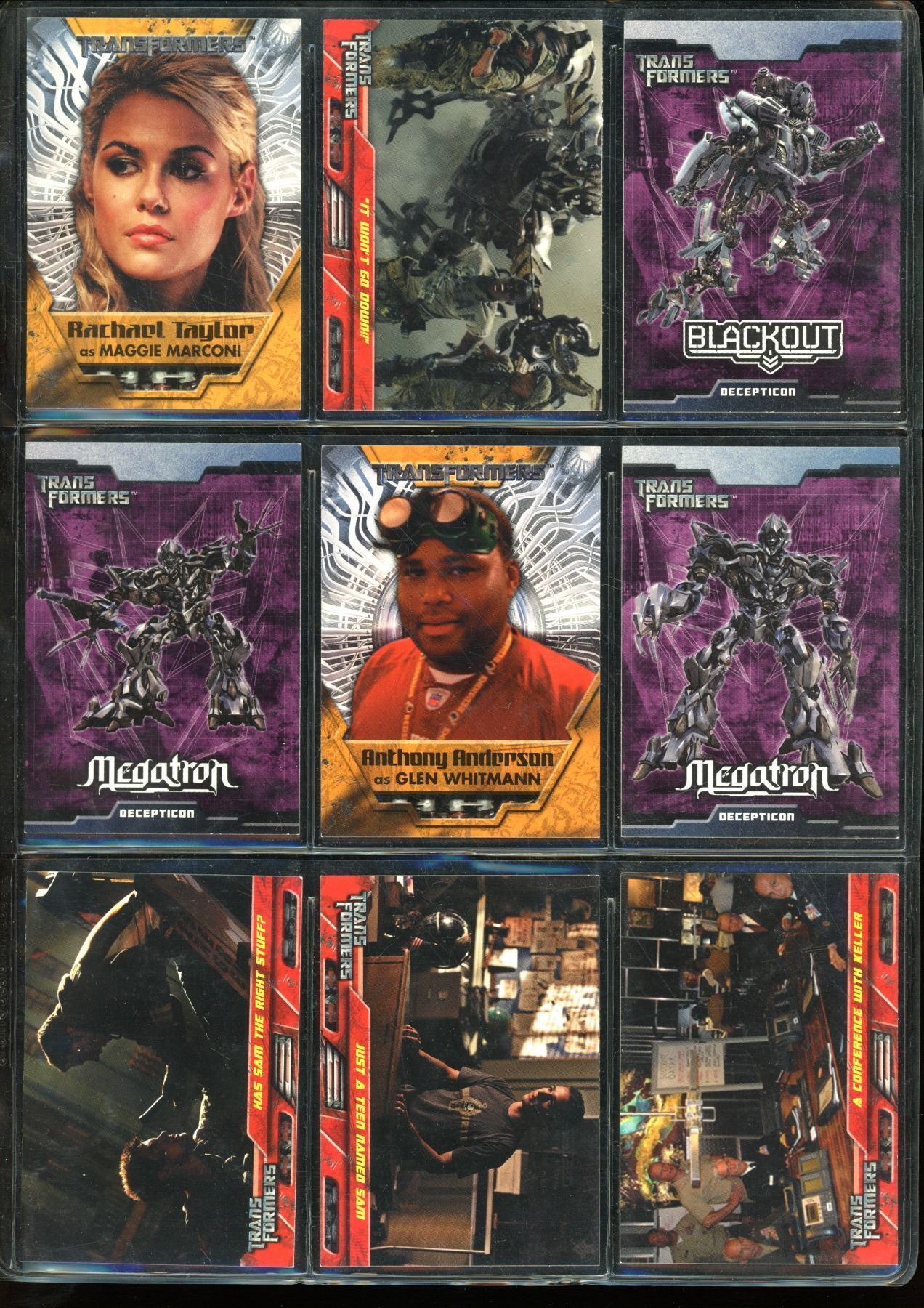 2007 Transformers Lot Of 9 Cards With Megatron