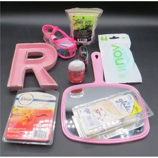 Mixed Lot 2 New Glade Wax Melts, Sewing Kit, New Zombie Dust, 2 New Hand Gel, Mirror & More