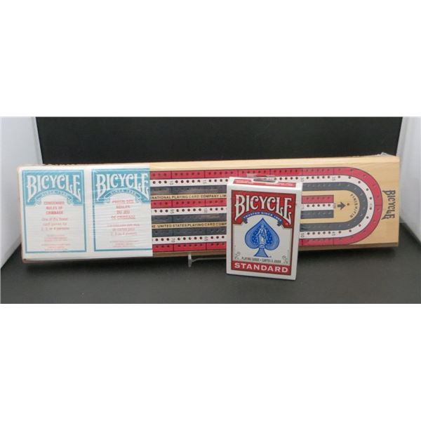 New Sealed Bicycle Cribbage Board & Standard Playing Cards Deck