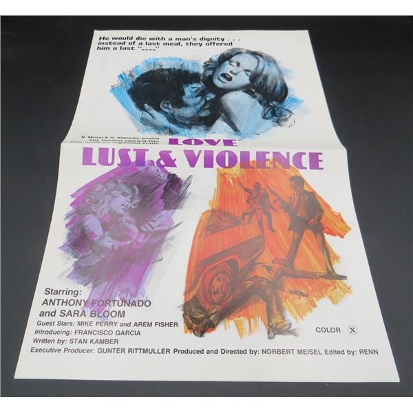 Love Lust & Violence Risqué Vintage Movie Foldout Promo