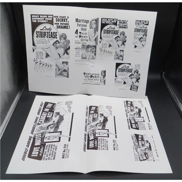 2 Vintage Risqué Ad Mats Caught In The Act & Lady Strip Tease