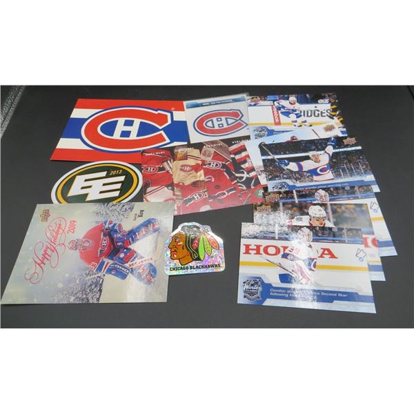Lot Of Various Oversized Hockey Cards, Post Cards & Stickers