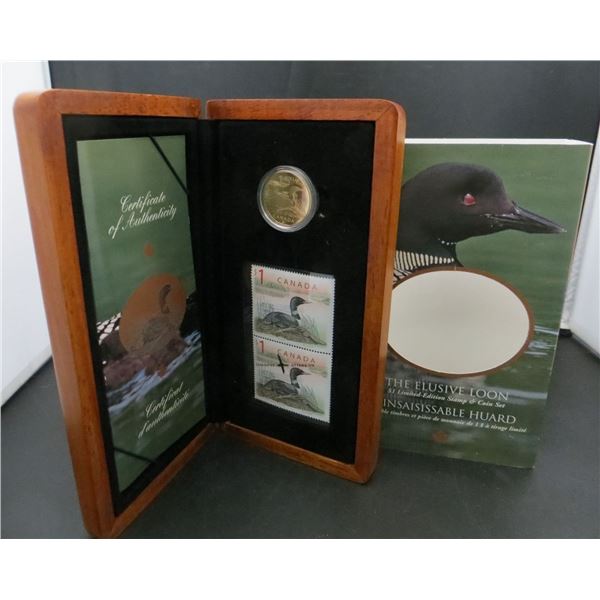RCM 2004 $1 Elusive Loon Limited-Edition Coin & Stamp Set In Wood Case