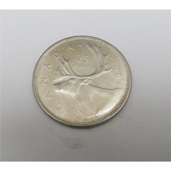 1964 Canadian Silver 25 Cent Coin