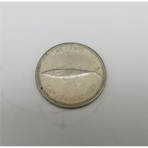 1967 Canadian Silver 10 Cent Coin