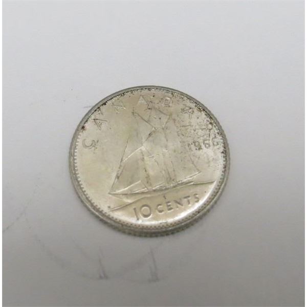 1966 Canadian Silver 10 Cent Coin
