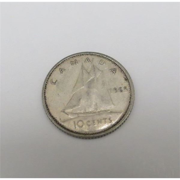 1965 Canadian Silver 10 Cent Coin