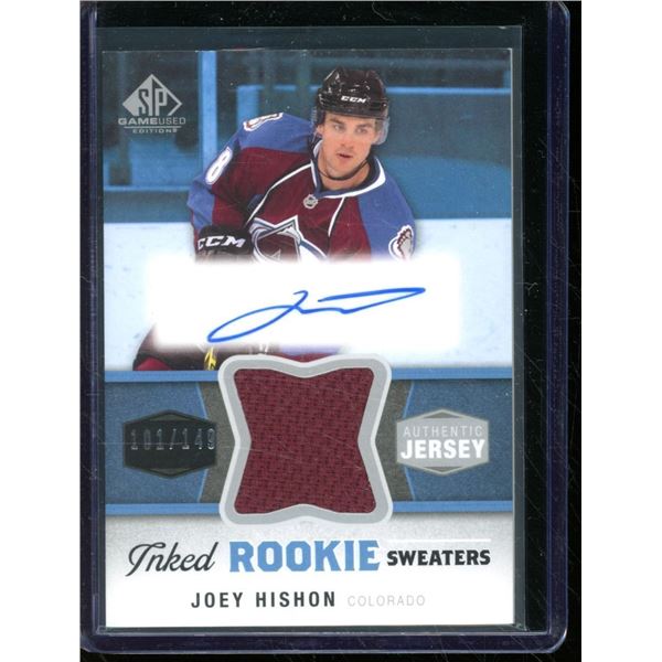 2014-15 SP Game Used Inked Rookie Sweaters #IRSJH Joey Hishon 101/149 BV $22