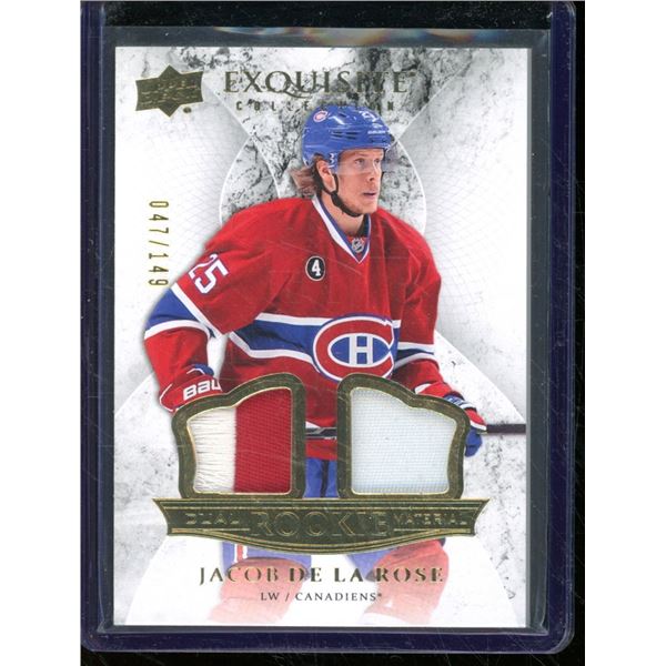 2015-16 Exquisite Collection Rookie Dual Jerseys #R2JR Jacob de la Rose 47/149 BV $20