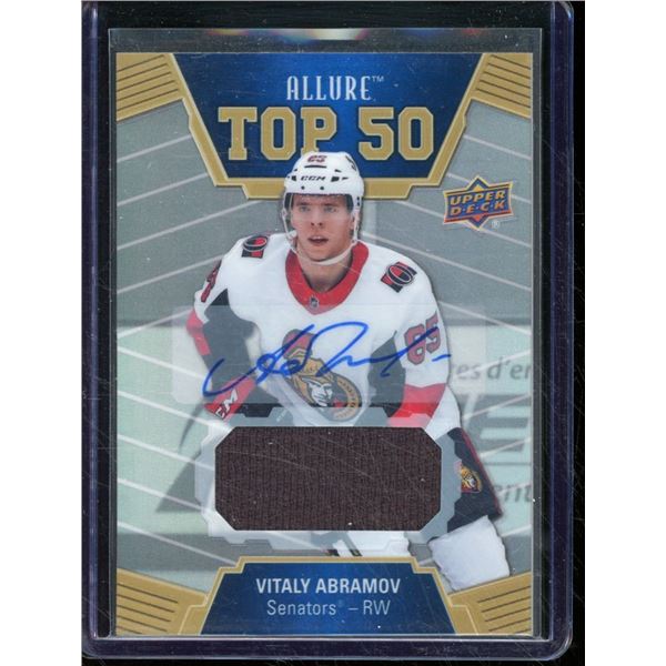 2019-20 Upper Deck Allure Top 50 Jersey Autographs #T5027 Vitaly Abramov 21/25 BV $45