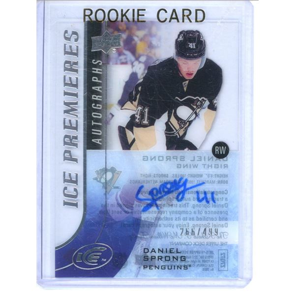 2015-16 Upper Deck Ice Ice Premieres Autographs #IPADS Daniel Sprong Auto RC 266/499 BV $22