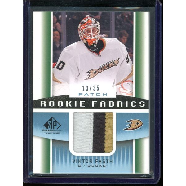 2013-14 SP Game Used Rookie Fabrics Patches 3 Colour Viktor Fasth 13/35