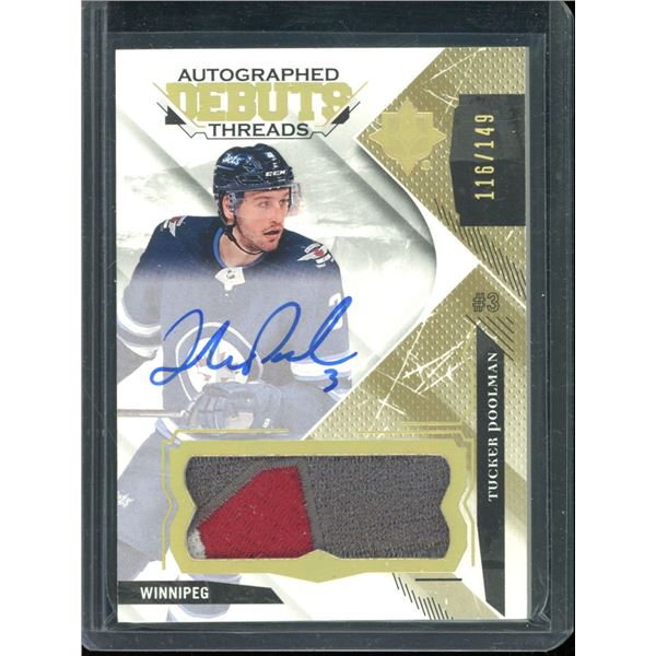 2017-18 Ultimate Collection Debut Threads Patch Autographs Tucker Poolman 116/149 BV $40