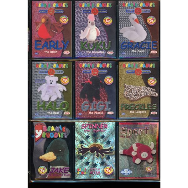 Lot Of 9 Beanie Baby Foil Cards