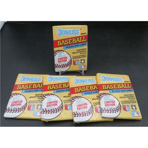 5 Sealed Packs Of 1991 Donruss Baseball 10 Cards Per Pack