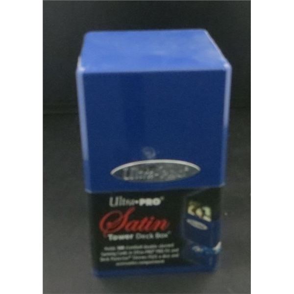 New Ultra Pro Deck Box Satin Tower Blue Holds 100 Cards Double Sleeved Plus Dice & Accessories