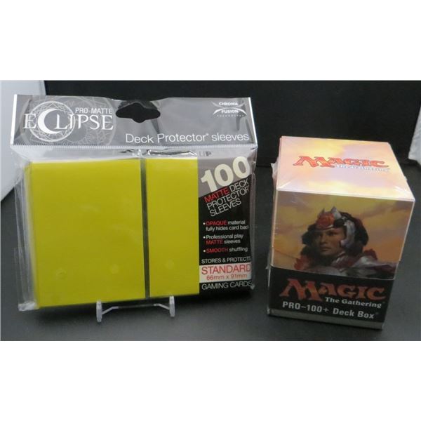 New Ultra PRO Huatli 100+ Cards Deck Box & Pro-Matte Eclipse Yellow 100 Pack Of Sleeves