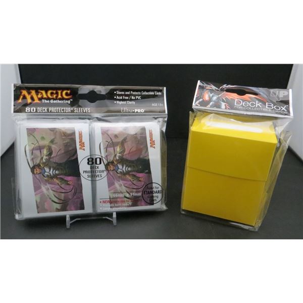 New Ultra PRO Yellow 80 Cards Deck Box & MTG Gideon 80 Pack Of Sleeves