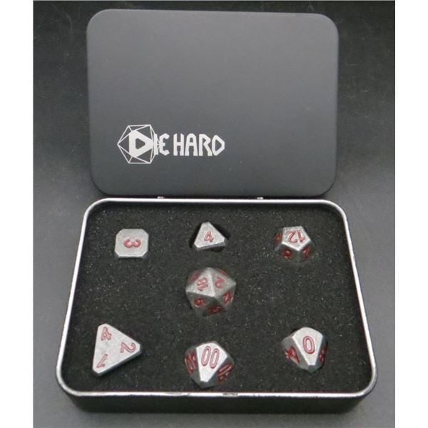 New Die Hard Dice Metal Forge Dice Set Raw Steel With Dark Red Numbers