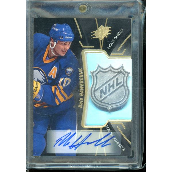 2016-17 SPx Extreme Black Holo Shield Autographs Dale Hawerchuk BV $100