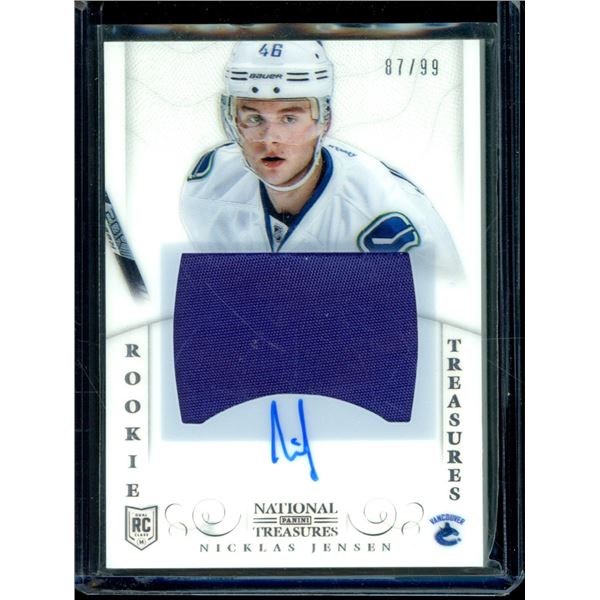 2013-14 Panini National Treasures #194 Nicklas Jensen JSY AU RC 87/99 BV $55