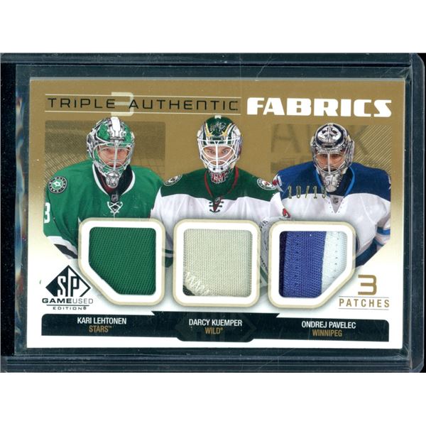 2014-15 SP Game Used Triples Patches Kari Lehtonen/Darcy Kuemper/Ondrej Pavelec 10/15 BV $80